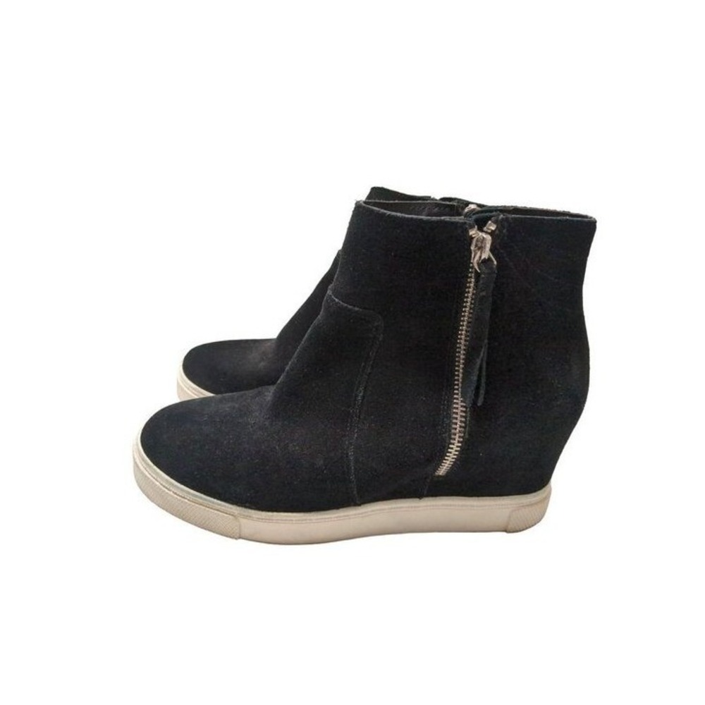 Steve Madden Hidden Wedge Sneaker Bootie Womens 8.5 Ankle Boot Black Suede Y2K